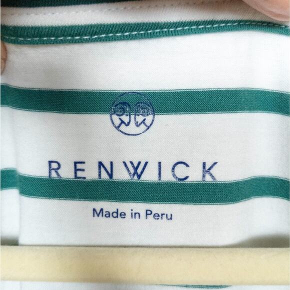 RENWICK Ivy Green White Striped Ruffle Long Sleeve Golf Tee Women's Medium - Picture 4 of 5